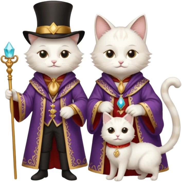magician couple and their pet cat emoji