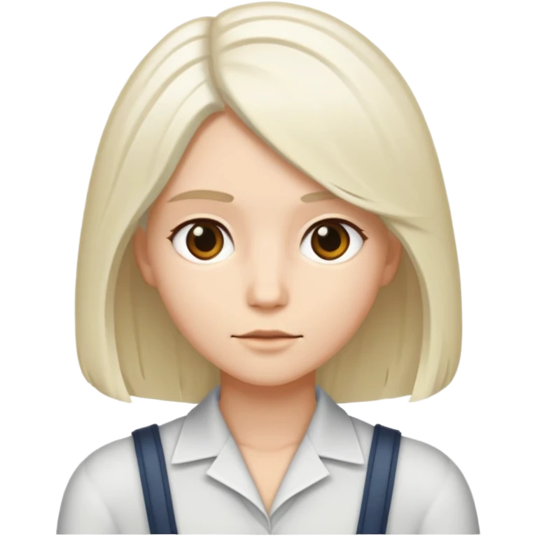 White, shoulder-length hair parted in the middle. emoji