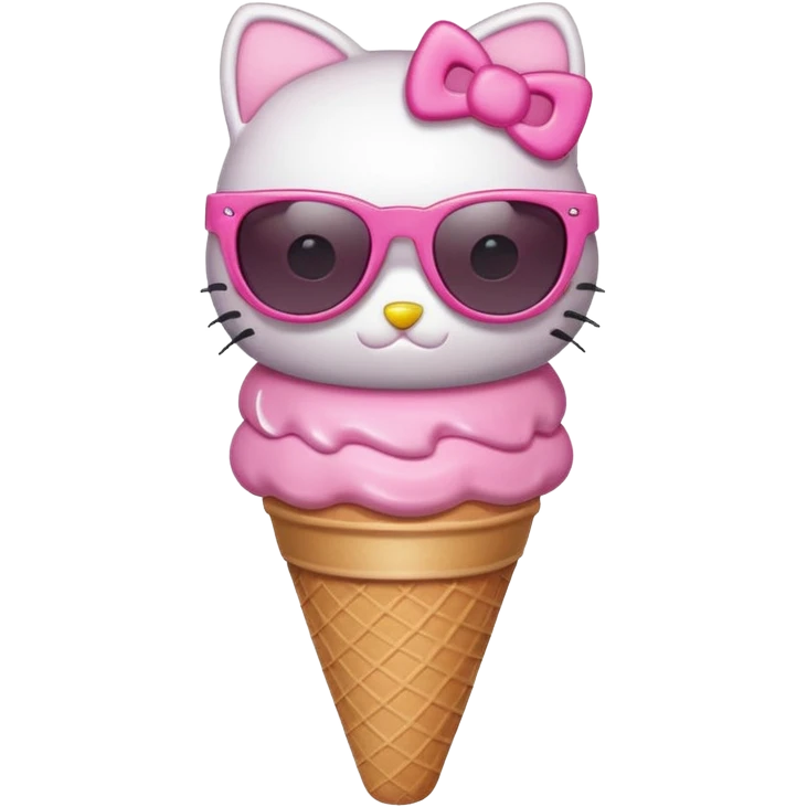 Hello Kitty inspired ice cream cone, with sunglasses emoji