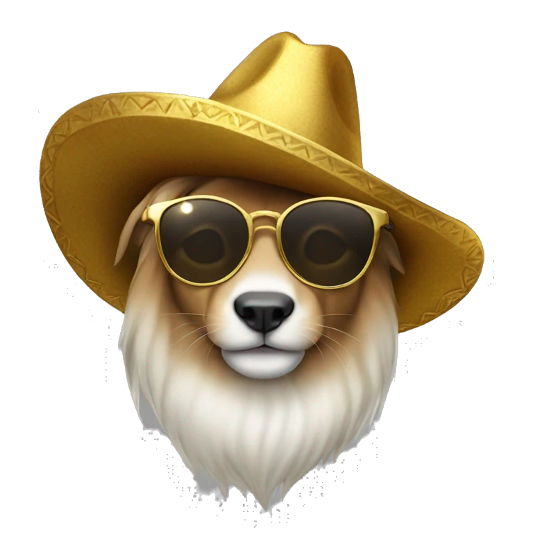 LEON CON SOMBRERO DE LUFY, Y LENTES DE SOL CON UN ARETE DE ORO EN UNA DE SUS OREJAS  emoji