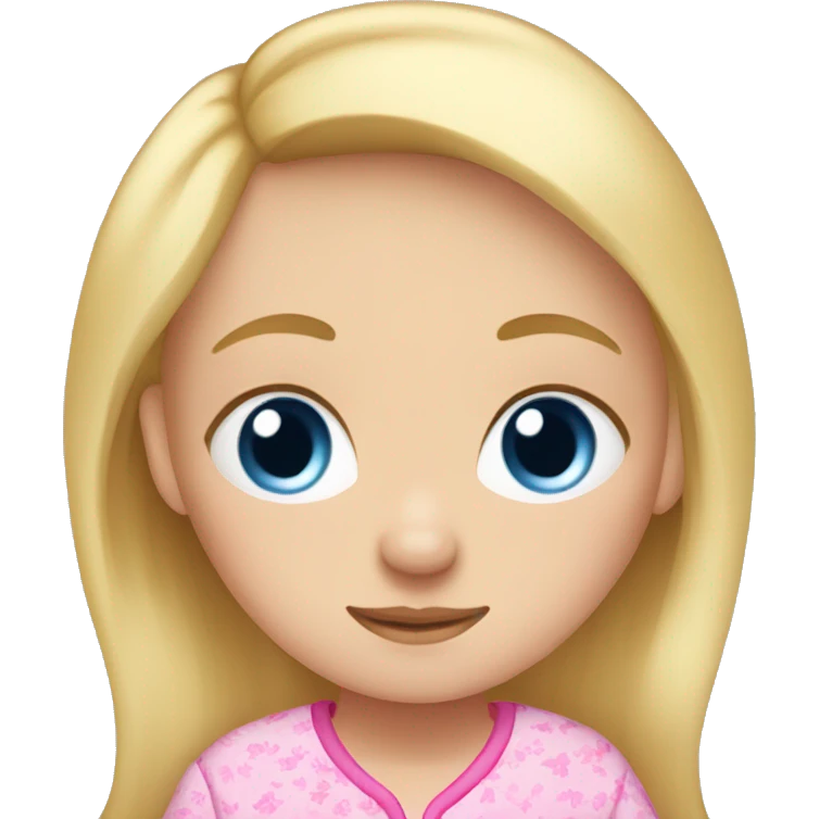 Blonde and blue eyed girl in pink pajamas going to sleep  emoji