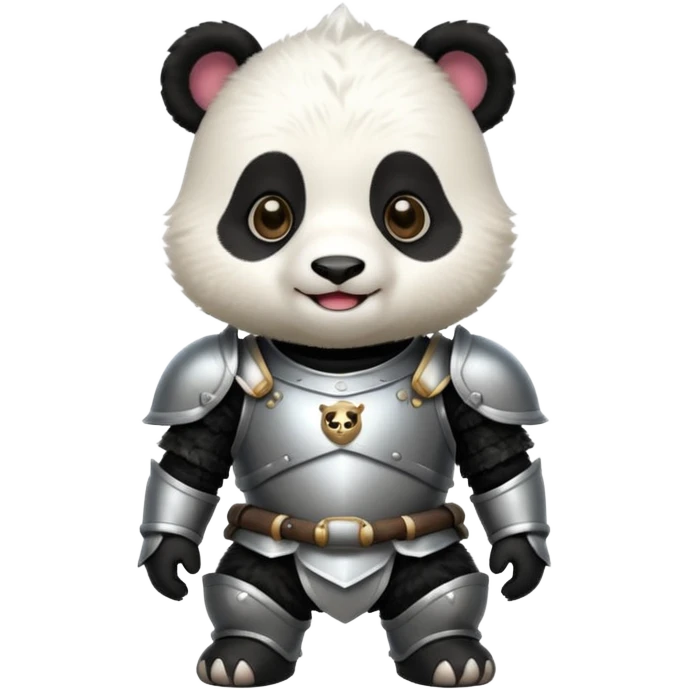 baby panda in armor, full body, smile emoji