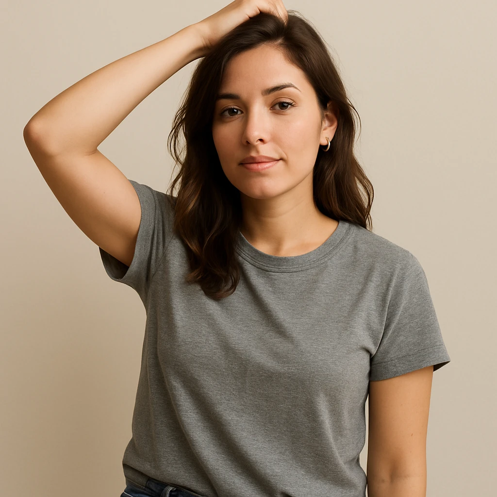 woman with hand on head, casual style, plain background emoji