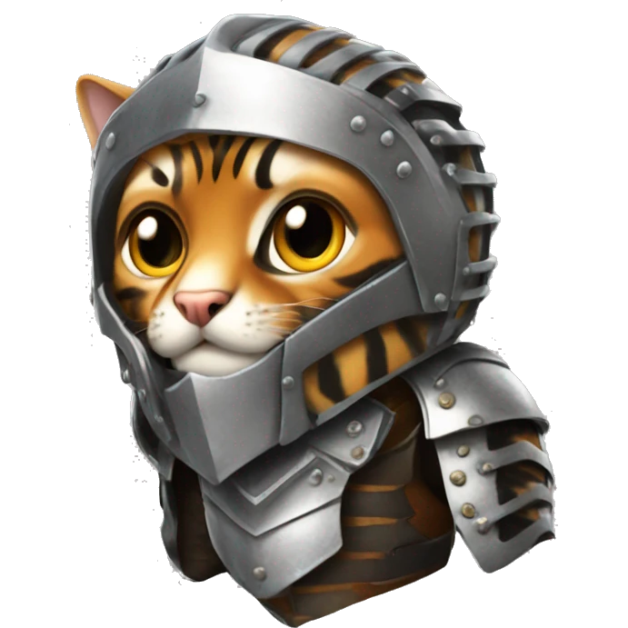 Bengal car wearing a metal armor with a sord emoji