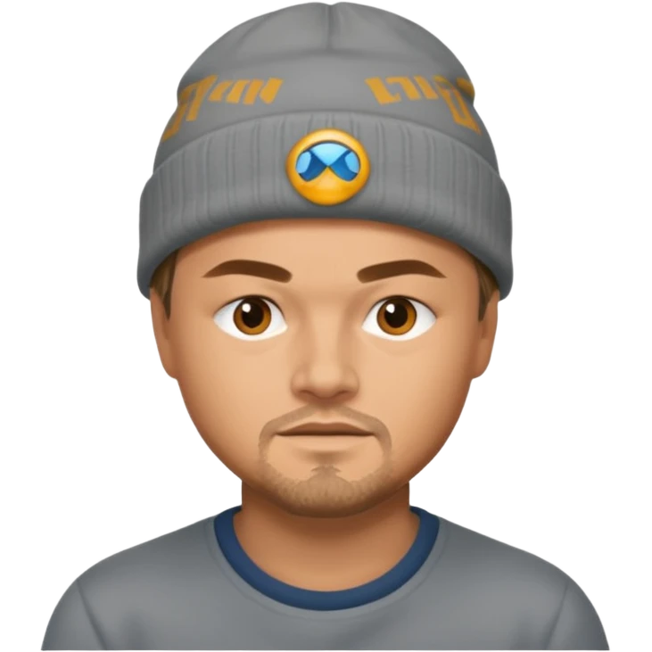 leonardo dicaprio wearing gray beanie emoji