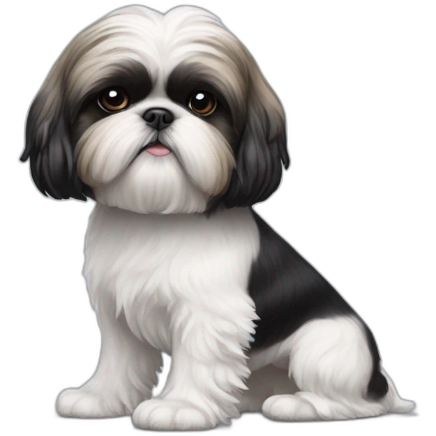 Black and white shih tzu wearing air jordans emoji