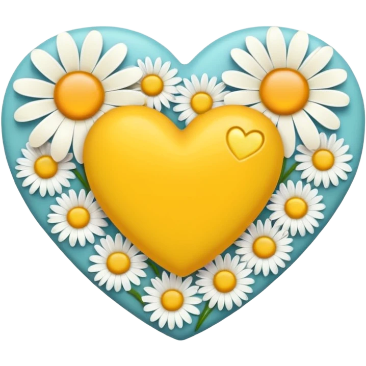 yellow heart with a daisy pattern emoji