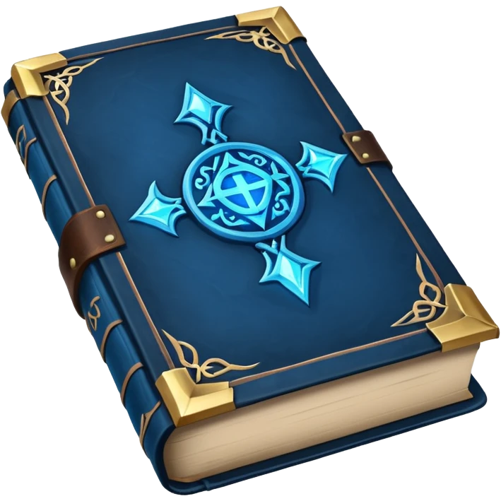 Spell Book – Old leather book with glowing runes and bookmarks emoji