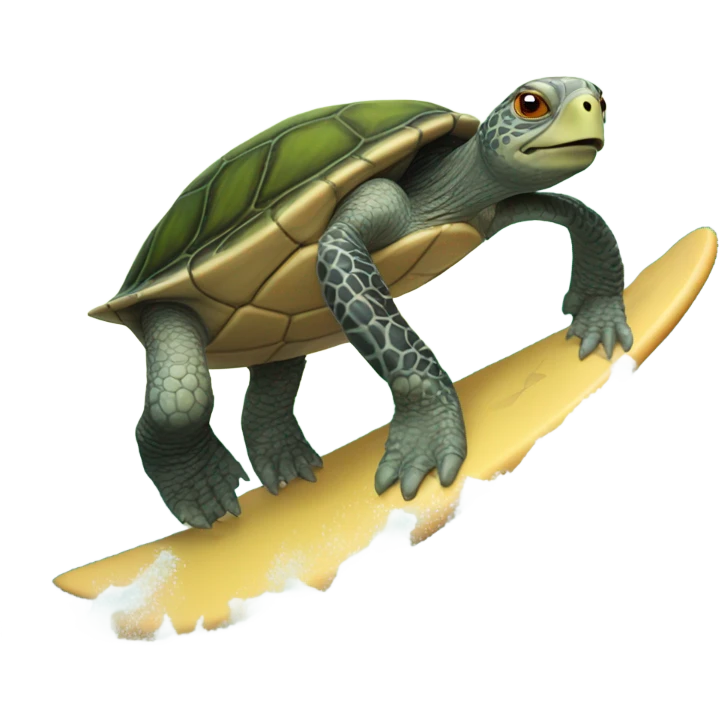 A 150 year old turtle surfing  emoji