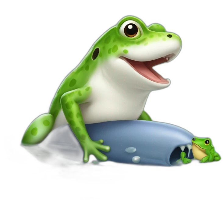 Une grenouille sur un chien sur un ornithorynque sur un baleine sur une fourmi emoji