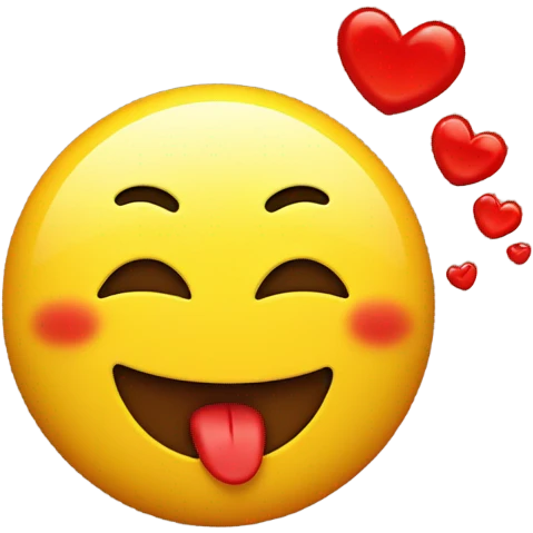 Yellow smiley emoji covered in kisses emoji