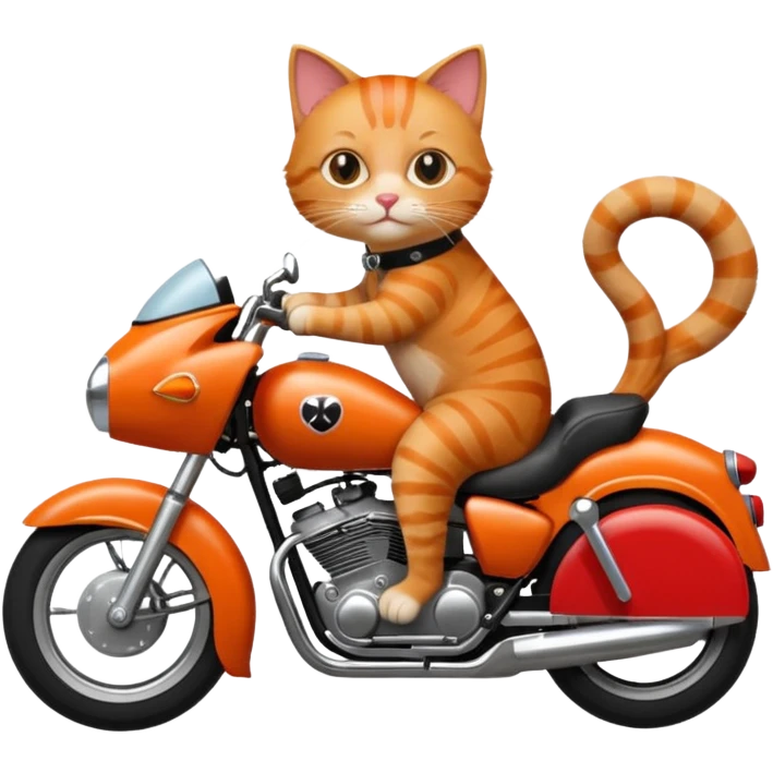 Cat on red and black motorcycle emoji
