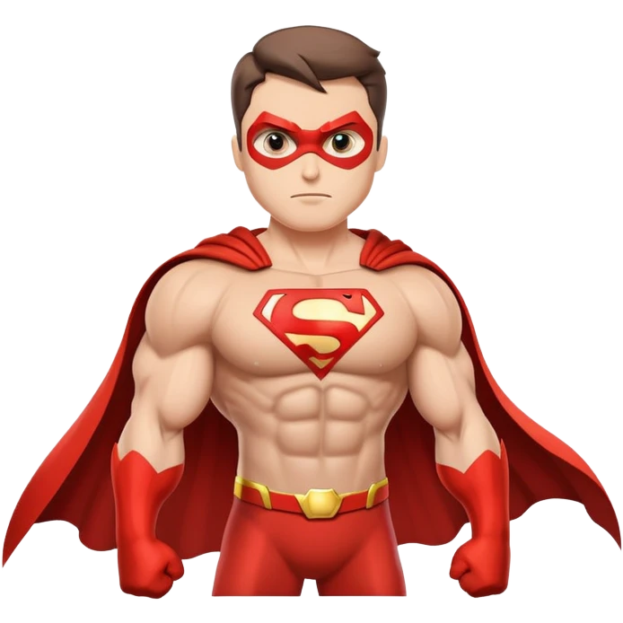 Superhero character with cape and muscular build emoji