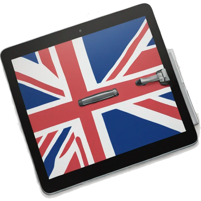 iPad tablet with English flag emoji