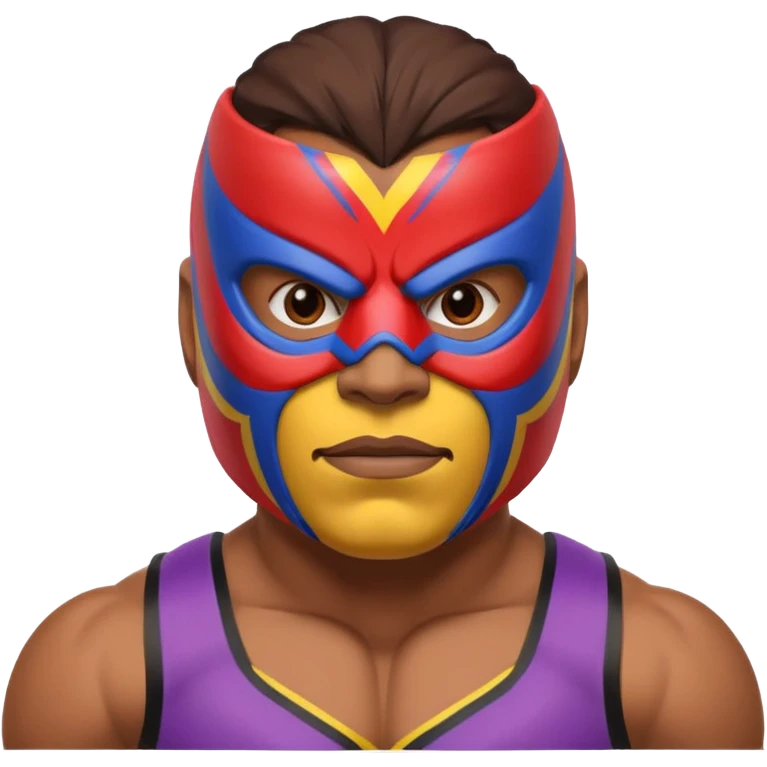 Mexican wrestler portrait, head and shoulders only, colorful luchador mask, muscular collar, confident expression, 3D cartoon, mobile game icon style, clean background, no text, no watermark
 emoji