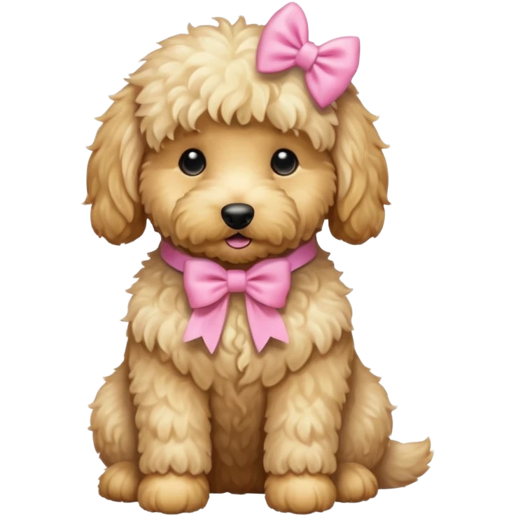 Cute Golden doodle with pink bow sitting down emoji