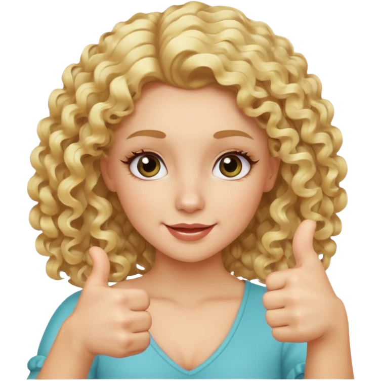 blond girl doing thumbs up sign sassy make it with curly hair and lashes emoji