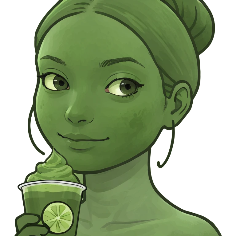 Girl with matcha emoji