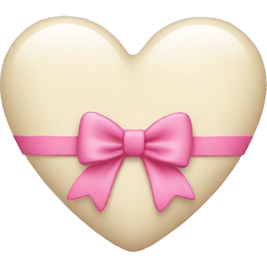 cream colored heart with pink bow emoji