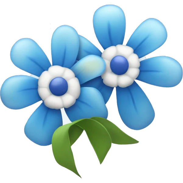 Two Blue and white flowers with cute ribbon on it emoji