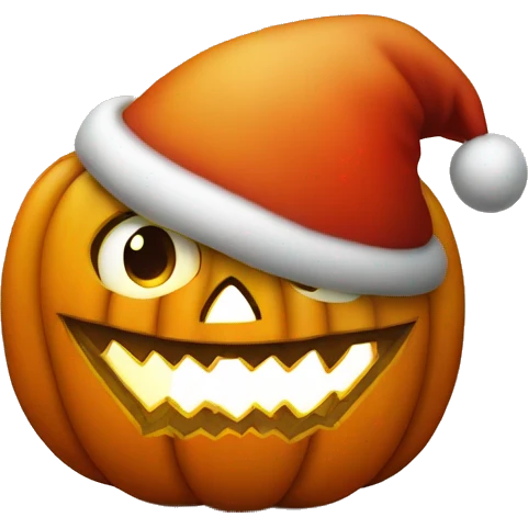 Sinister pumpkin, wearing a Santa hat emoji