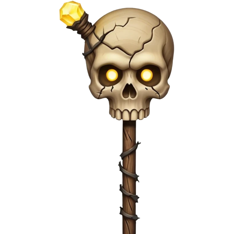 Skull Staff – Wooden staff with glowing skull top
 emoji