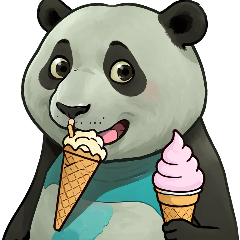 Panda eating ice cream emoji