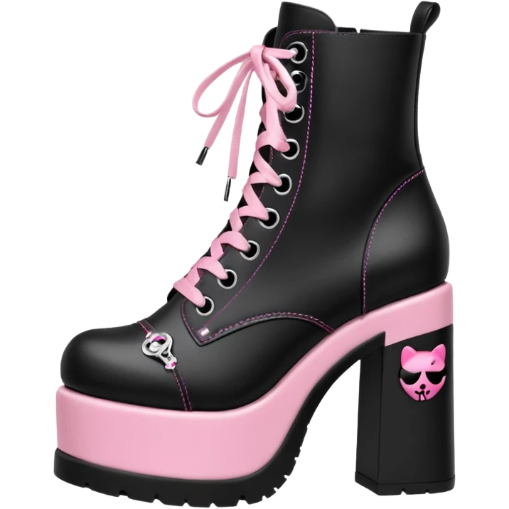 BLACKPINK-inspired gothic shoes, no hearts, black and pink, cute  emoji