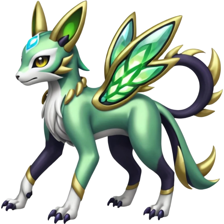  Exotic Meloetta-Zygarde-Renamon-Protogen-Palkia-hybrid-fusion-Fakémon-creature, full body emoji