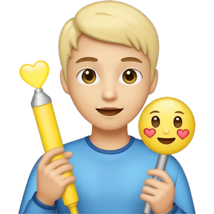 a person emoji with heart eyes holding light stick emoji
