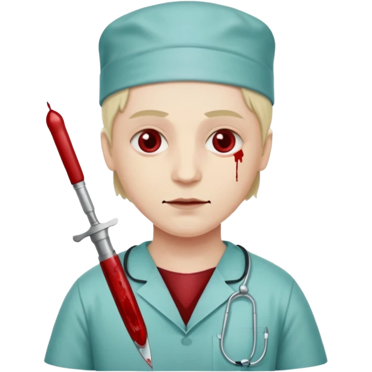 A victorian surgeon with a knife and bloody clothing emoji