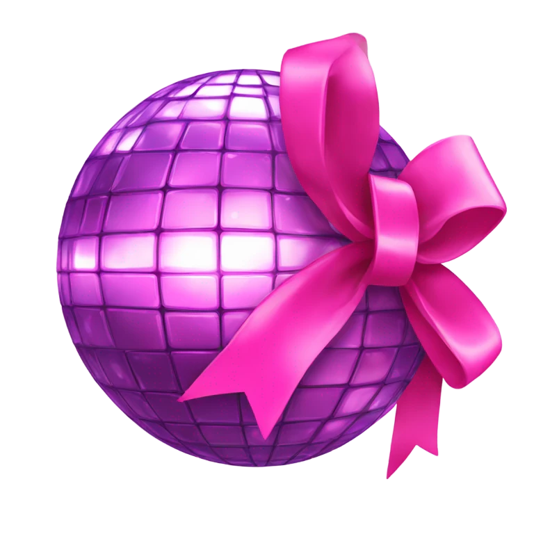 Disco ball with pink bow emoji