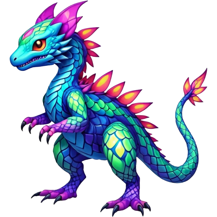 colorful neon-colored Fakémon-Digimon-Fionbri-Trico-creature (full body) emoji