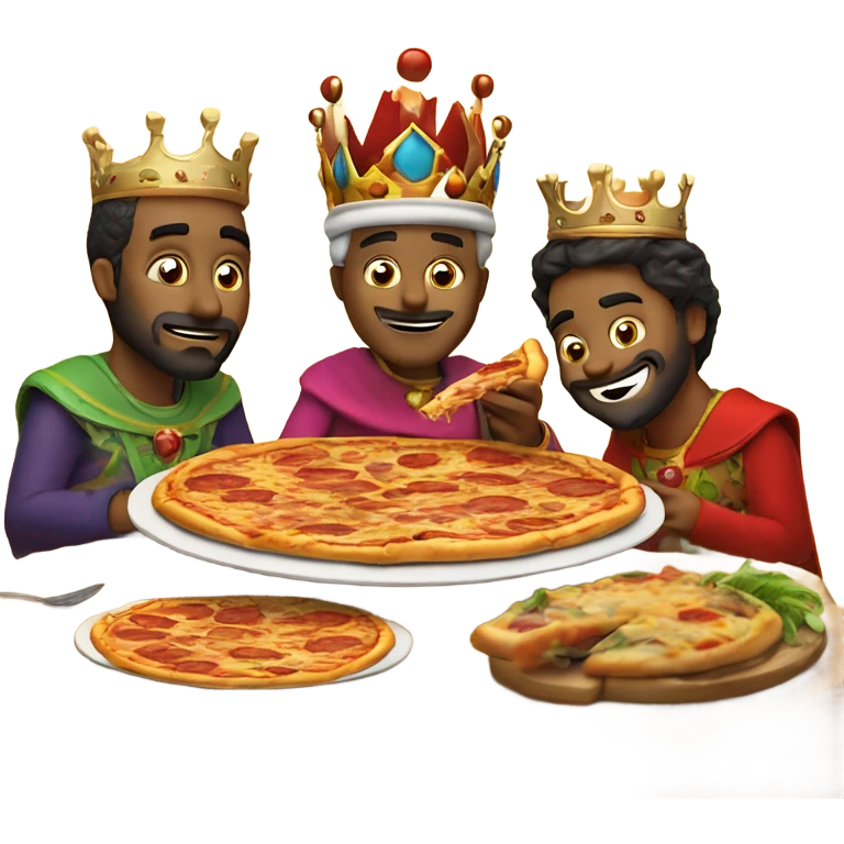 Los tres reyes magos comiendo pizza emoji
