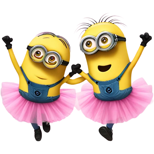 Minions dancing in pink tutus  emoji