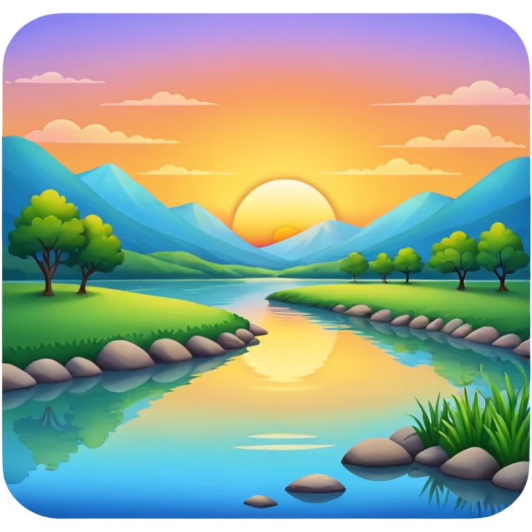 nature, sunrise on a river emoji