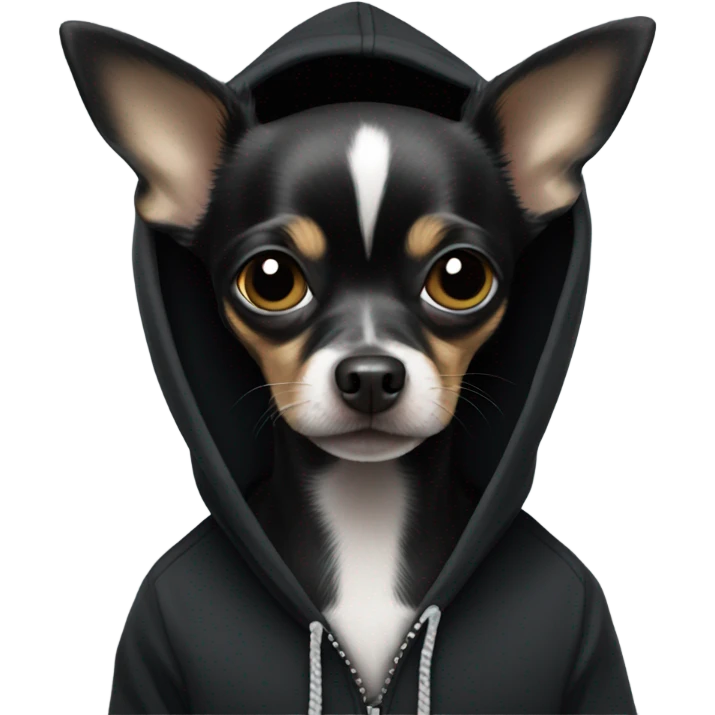 Black chihuahua in a black hoodie  emoji