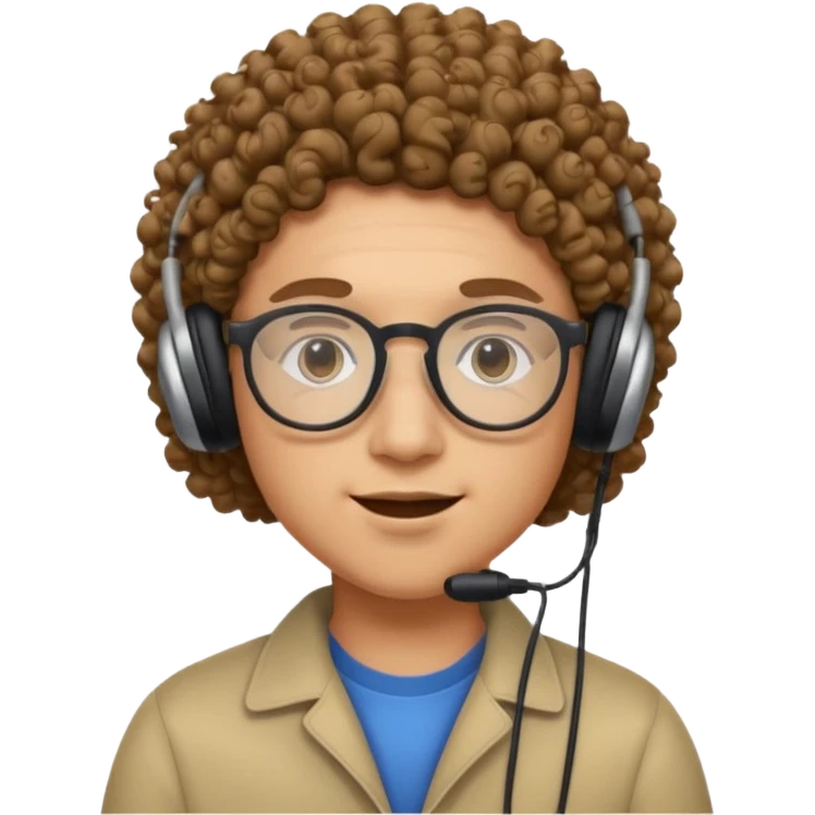 headphone and spectacles, no microphone, curly emoji