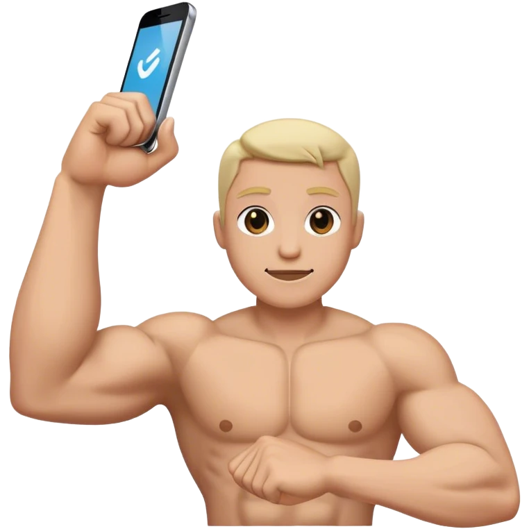 a mobile Phone with arms to the side flexing emoji