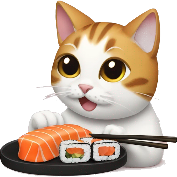 Cat eating sushi emoji
