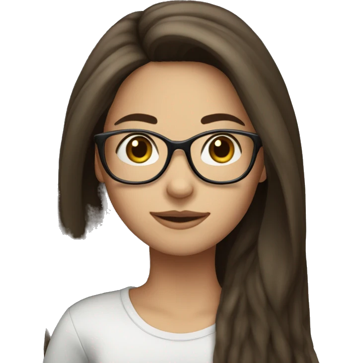 a brunette girl with long hair and glasses  emoji