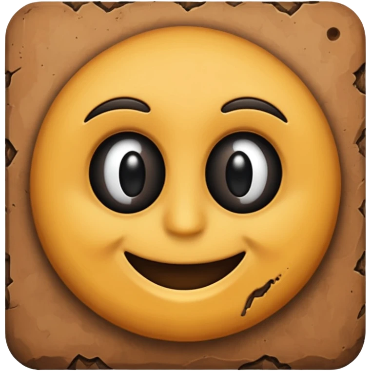 make a brown wall with 2 black eyes and a smile emoji