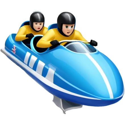 An icon featuring a sleek bobsled with athletes racing down an icy track at high speed, helmets on and bodies aligned for aerodynamics. The scene is set in a stunning snowy mountain valley with pine trees, spectators, and crisp blue sky. Transparent background captures the thrill of bobsleigh. emoji