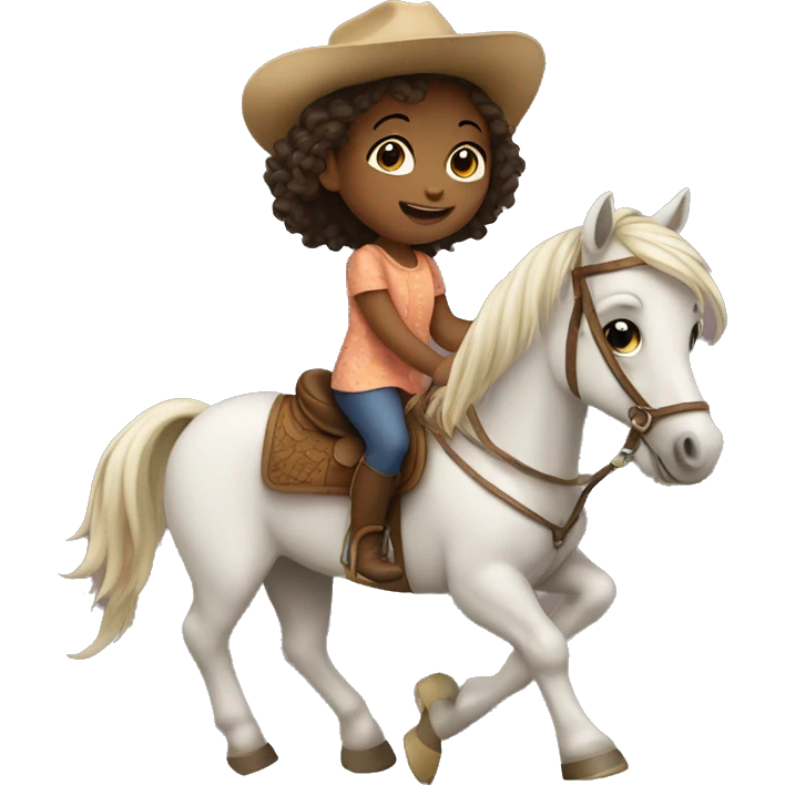 a cute little girl riding a horse  emoji