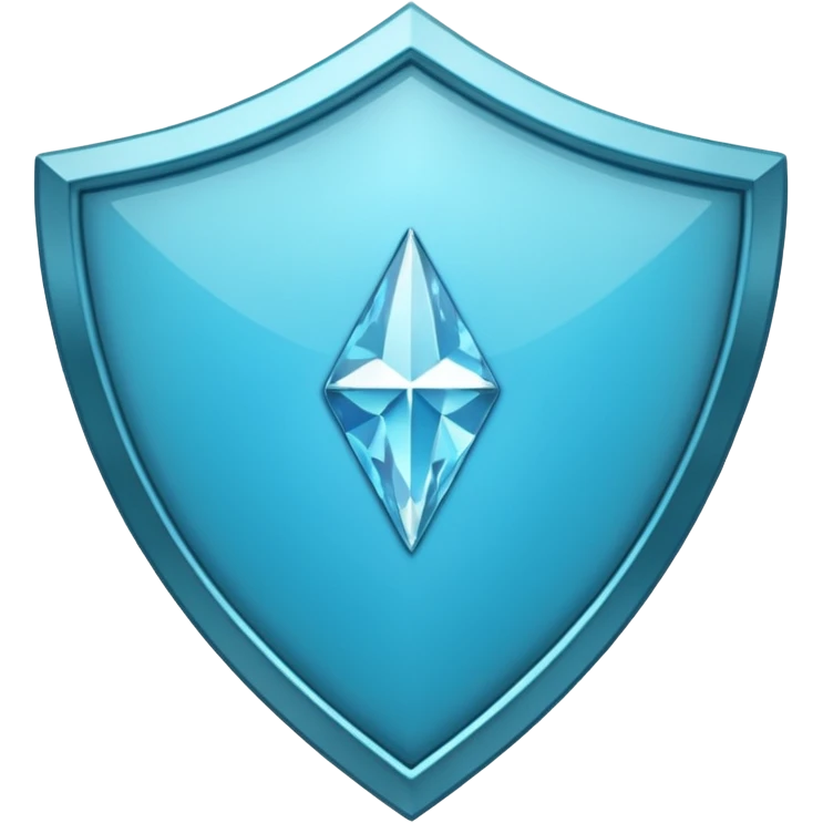 Cyan blue shield with diamond emoji