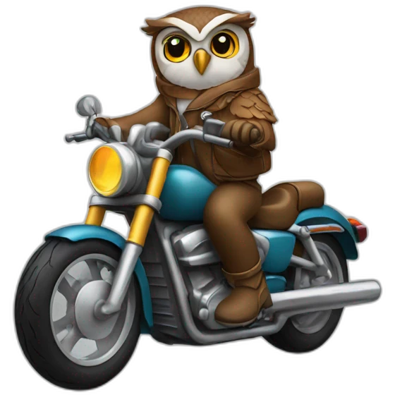 Owl driving a motorcycle emoji