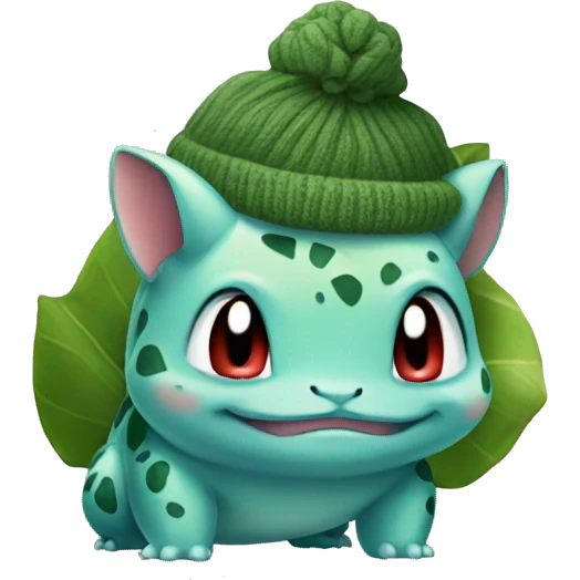 Bulbasaur wearing beanie emoji