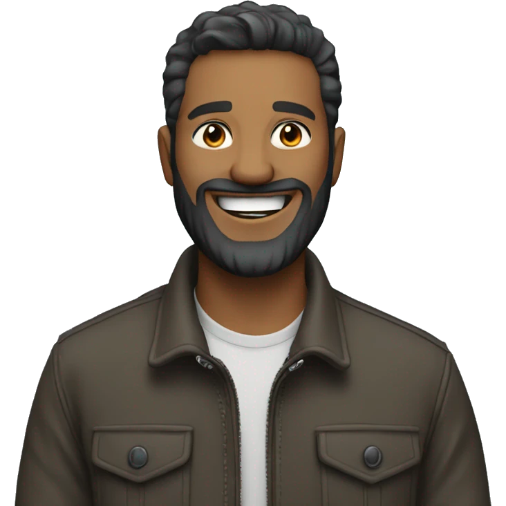 smiling bearded man in jacket emoji