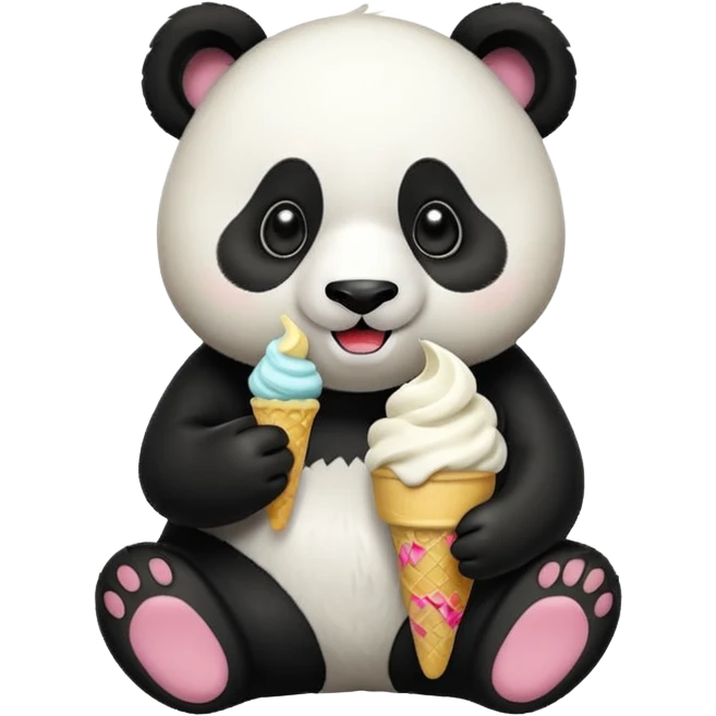 Panda eating ice cream emoji