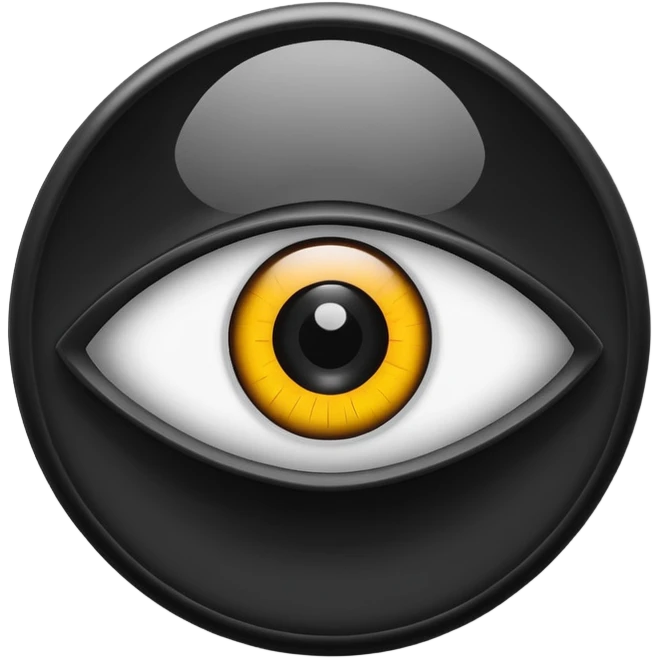 Minimalist emoji-style sticker of a black surveillance camera lens with a demonic eye inside, grayscale, with the words “ALWAYS WATCHING” below

 emoji